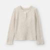 Girls Ribbed Long-Sleeve Henley T-Shirt - Cream