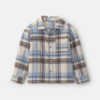 Boys Plaid Baggy Flannel Button-Down Shirt - Grey/Blue/Brown