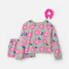 Girls Floral Loose Fit 3-Piece Pajama Set - Pink