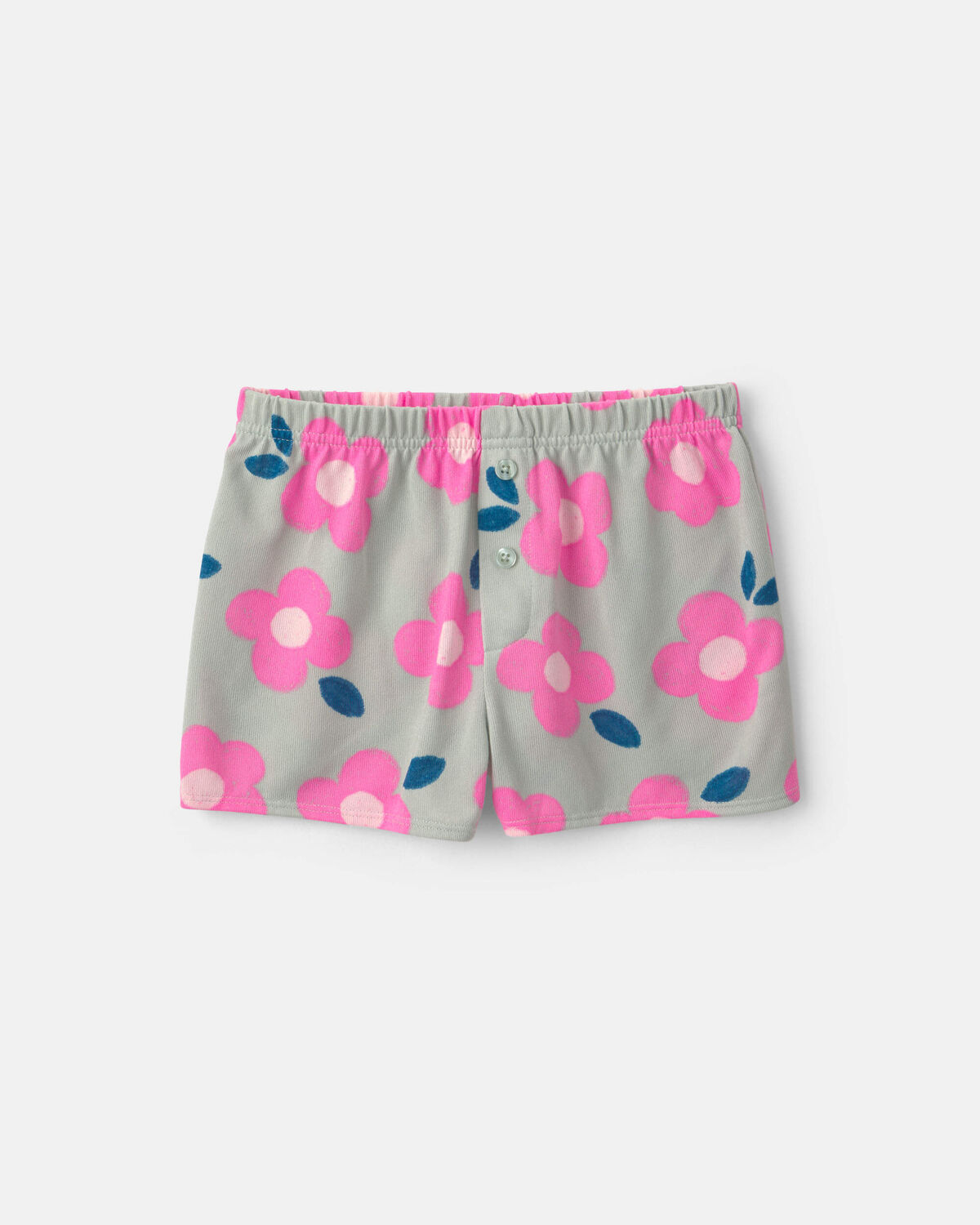 Girls Floral Loose Fit 3-Piece Pajama Set - Pink