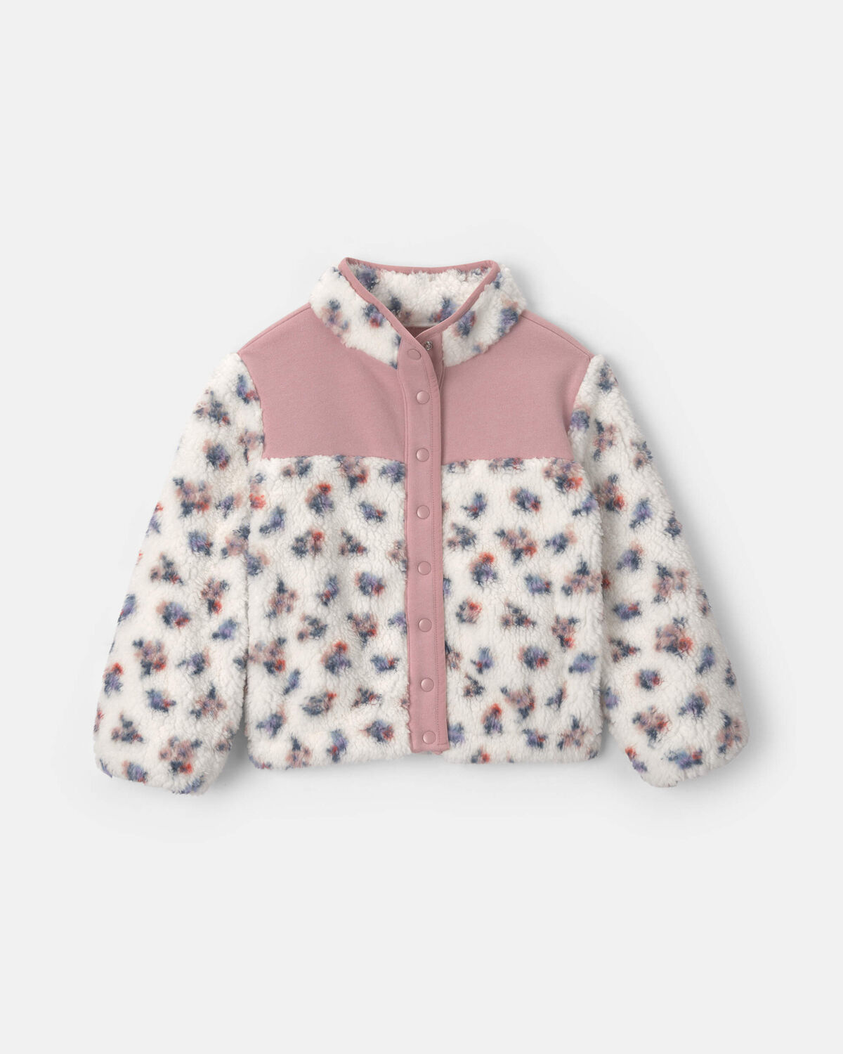 Girls Floral Fleece Jacket - Pink/White 1 Girls Floral Fleece Jacket - Pink/White