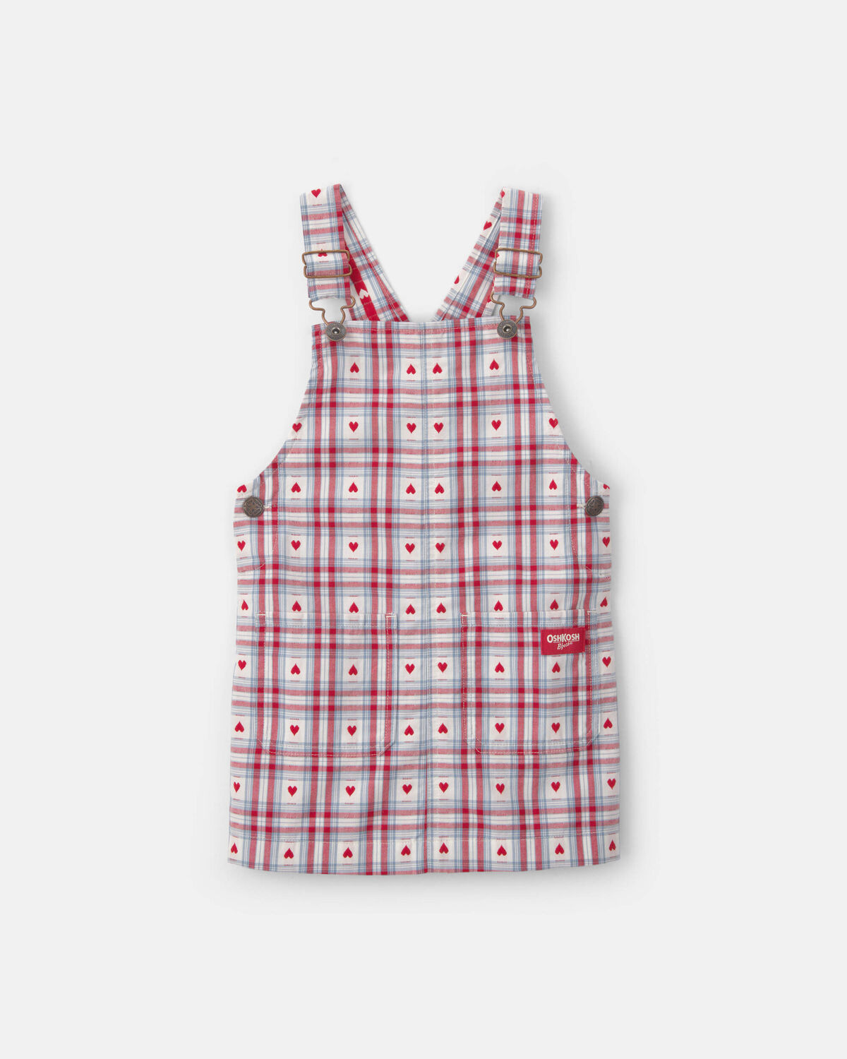 Heart Plaid Valentine's Day Skirtall - Blue/White/Red