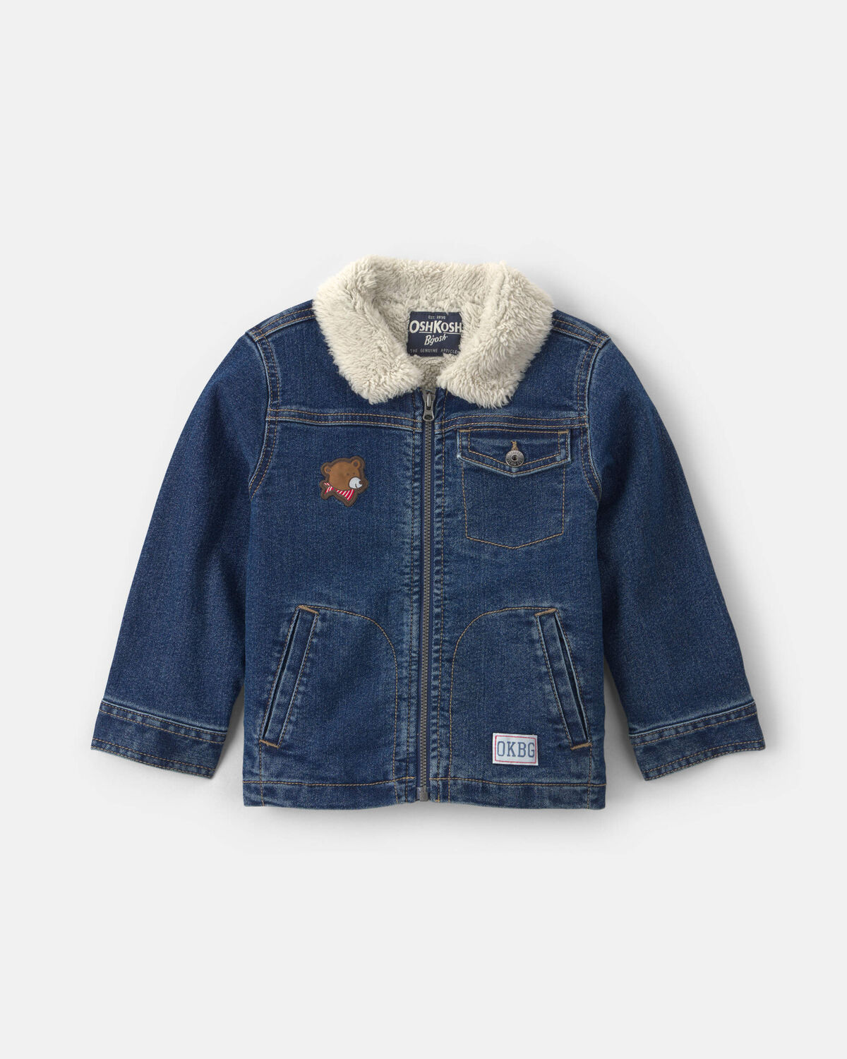 Bear Teddy Fleece Denim Jacket - Dark Wash