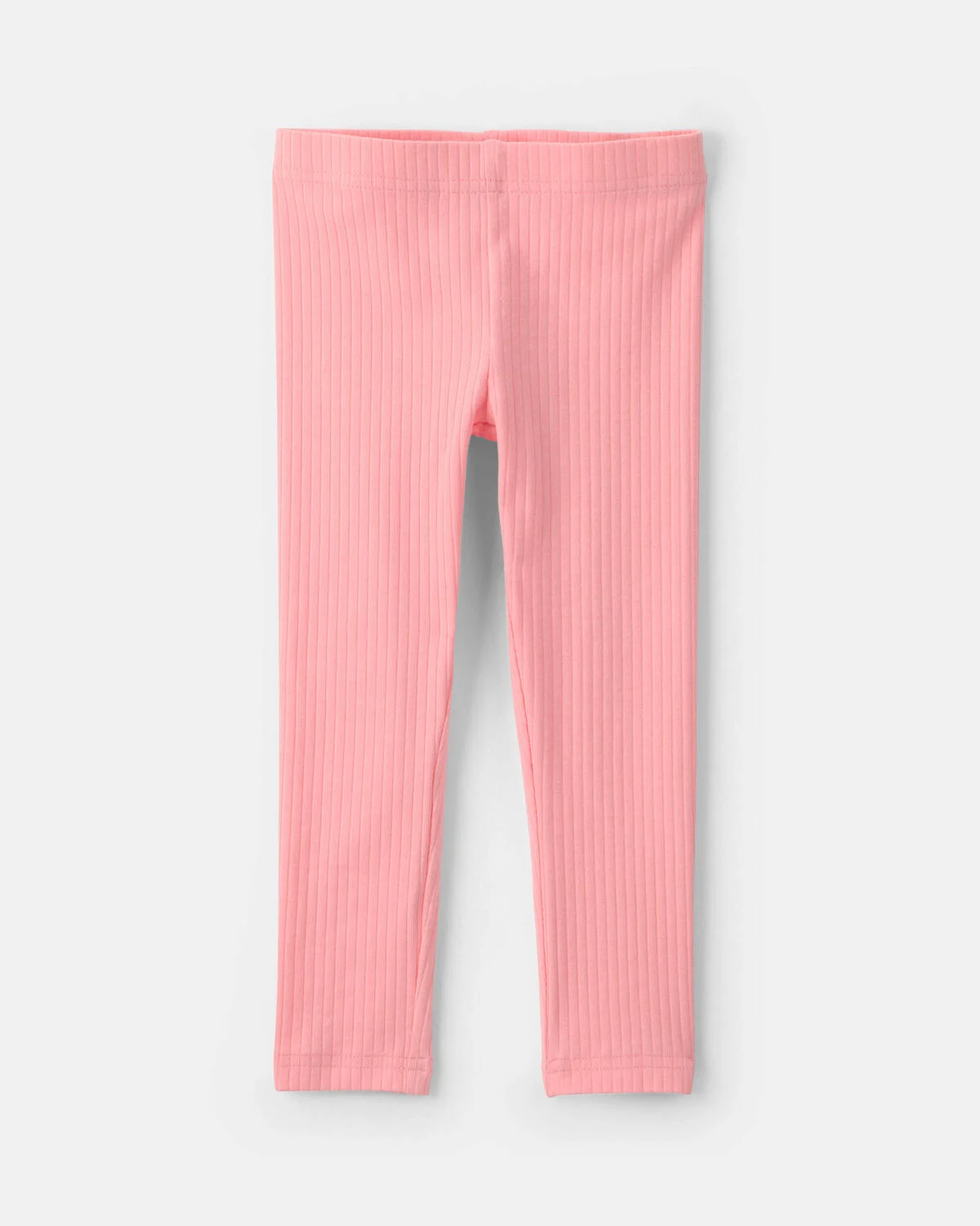 Pull-On Stretch Ribbed Leggings - Coral
