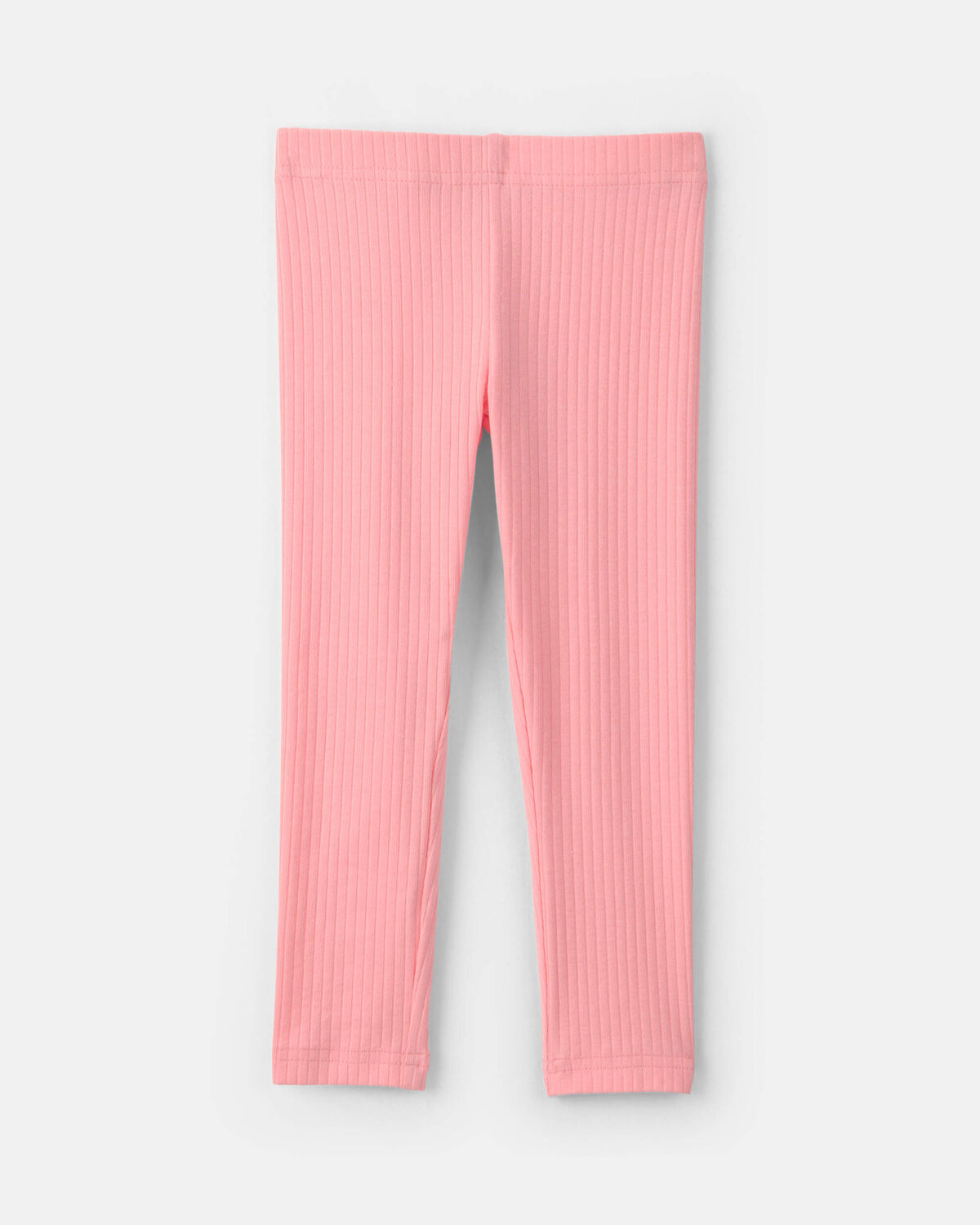 Pull-On Stretch Ribbed Leggings - Coral