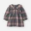 Baby Girl Plaid Peter Pan Collar Long-Sleeve Dress - Grey/Pink 14 Baby Girl Plaid Peter Pan Collar Long-Sleeve Dress - Grey/Pink