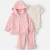 Baby Girl 3-Piece 'Little Love' Heart Valentine's Day Fleece Long-Sleeve Layering Set - Pink