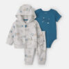 Baby Boy 3-Piece 'Lets Fly' Airplane Fleece Layering Set - Blue/White