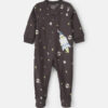 Toddler Boy 1-Piece Space Fleece Loose Fit Footed Pajama - Black