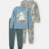 Toddler Boy Polar Bear 100% Cotton 4-Piece Pajama Set - Blue/Grey