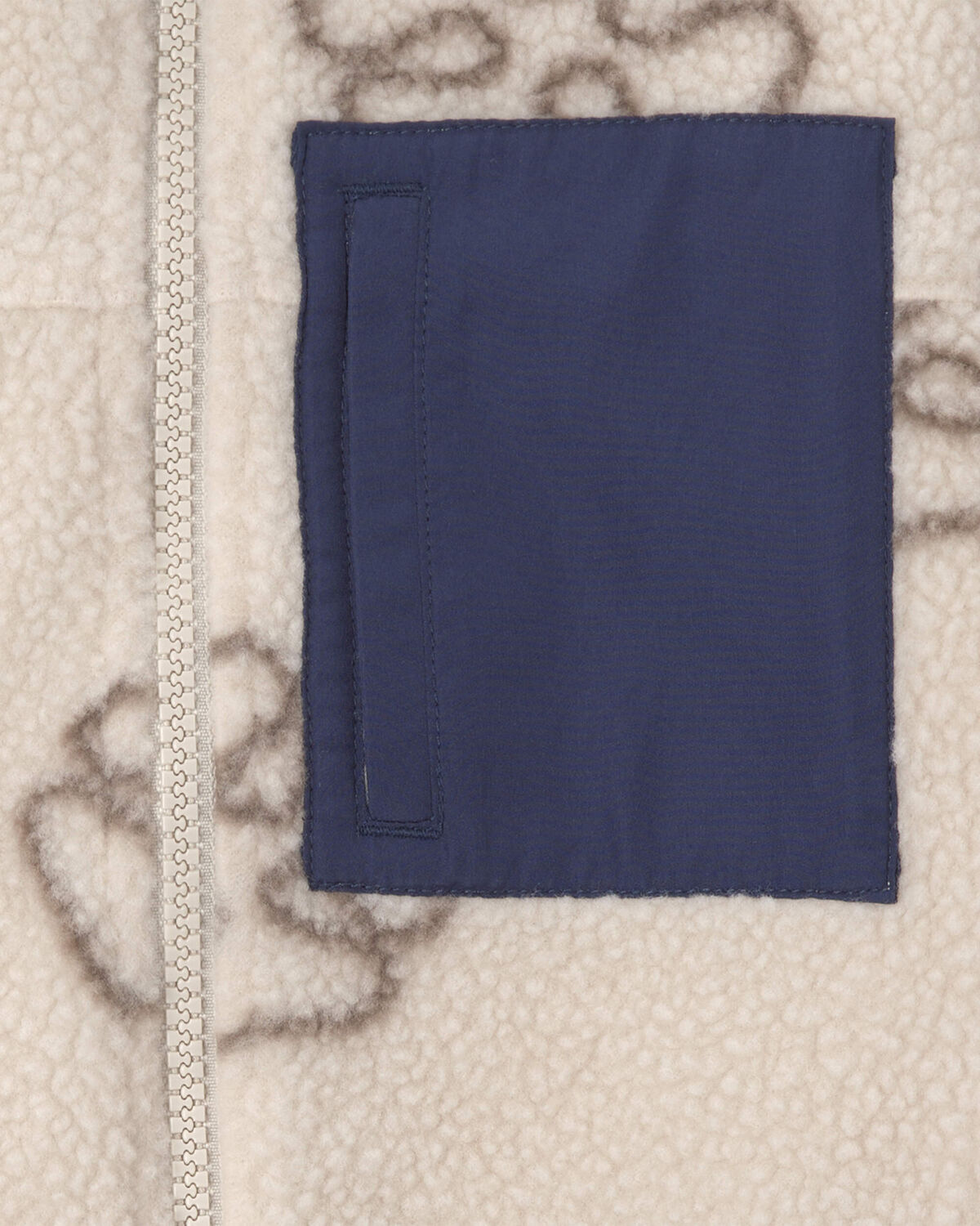 Logo Fleece Zip-Up Jacket - Cream/Navy Blue
