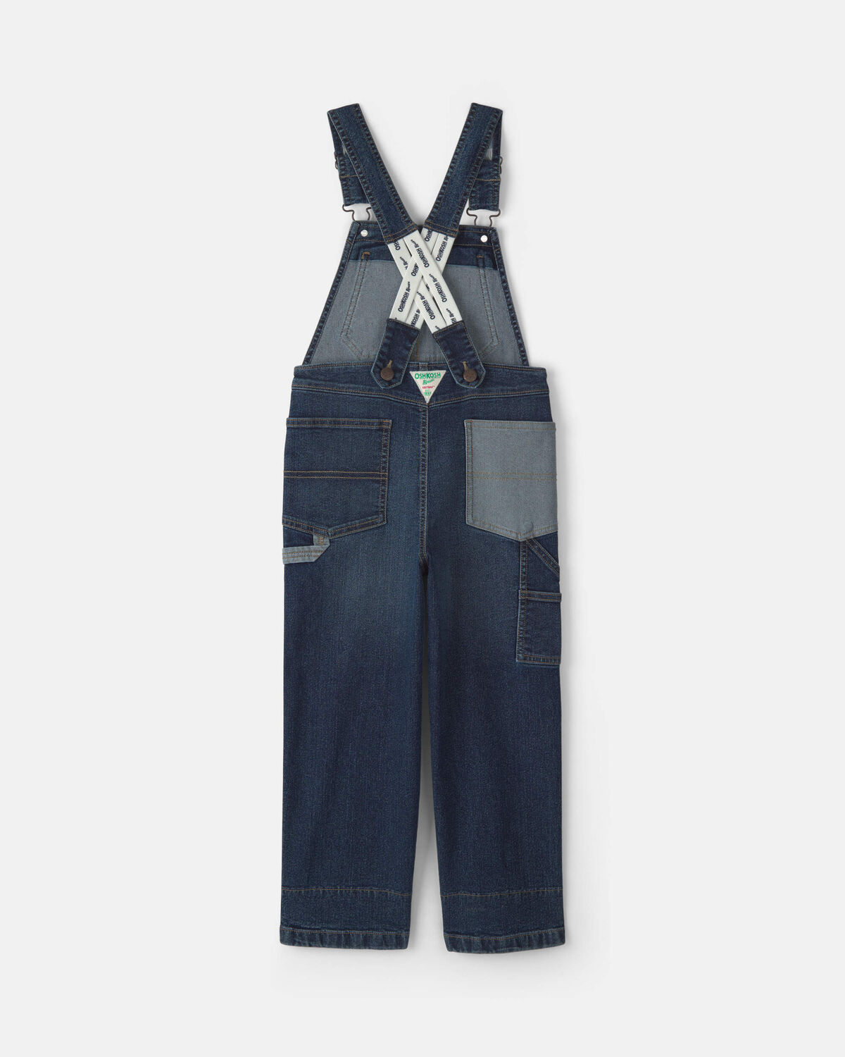 Boys Patched Denim Overalls - Blue
