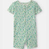 Baby Girl Floral 100% Cotton 1-Piece Romper Pajama - Green