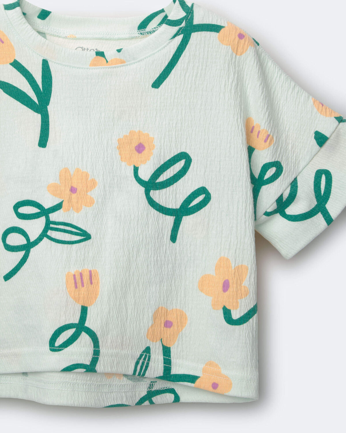 Toddler Girl High-Low Dolman Tee in Floral Print - Light Green 4 Toddler Girl High-Low Dolman Tee in Floral Print - Light Green