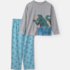 Boys Dinosaur Fleece Loose Fit 2-Piece Pajama Set - Grey/Blue 6 Boys Dinosaur Fleece Loose Fit 2-Piece Pajama Set - Grey/Blue