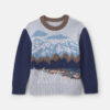 Boys Mountain Long-Sleeve Baggy Sweater - Grey/Navy Blue