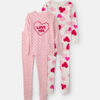 Girls 'Love You' Valentine's Day 100% Cotton 4-Piece Pajama Set - Pink