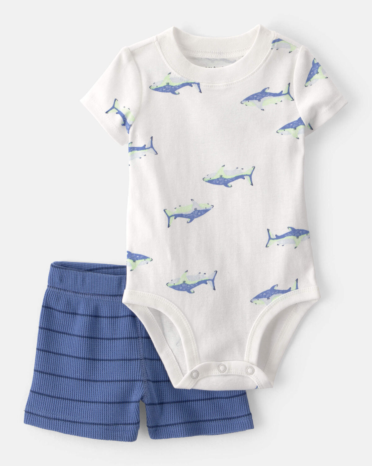 Baby Boy 3-Piece Shark Striped Outfit Set - Blue/White 10 Baby Boy 3-Piece Shark Striped Outfit Set - Blue/White