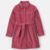 Girls Embroidered Long-Sleeve Corduroy Dress - Pink