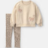 Baby Girl 2-Piece Leopard Fleece Long-Sleeve Top & Pant Set - Brown/Cream