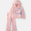 Toddler Girl 2-Piece Monster Heart Fleece Hoodie & Pant Set - Pink/Purple