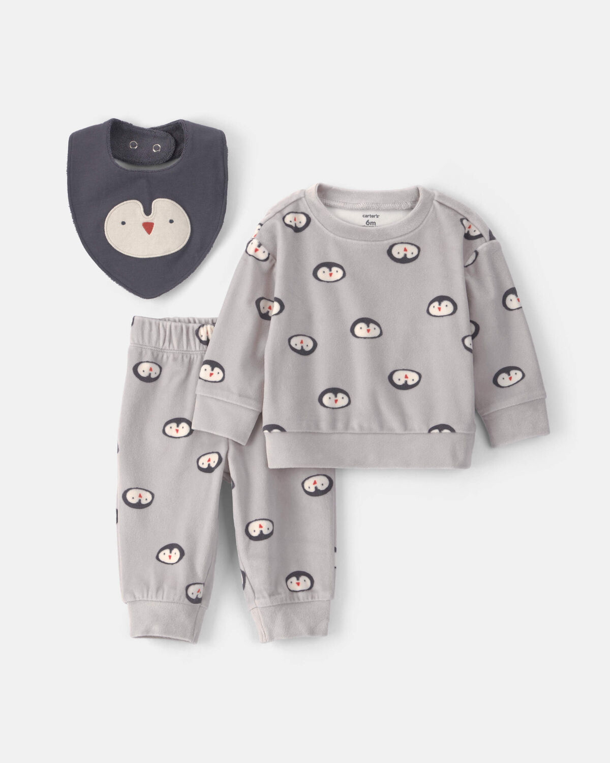 Baby Boy 3-Piece Penguin Long-Sleeve Top & Pant Set - Grey