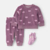 Baby Girl 3-Piece Fox Long-Sleeve Top & Pant Set - Purple