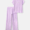 Girls Moon Rib Loose Fit 2-Piece Pajama Set - Purple