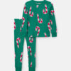 Baby Candy Cane Christmas Thermal Snug Fit 2-Piece Pajama Set - Green
