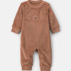 Baby Boy Dog Velvety Long-Sleeve Jumpsuit - Brown