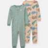 Toddler Boy 2-Pack Dinosaur Striped Cotton Snug Fit 1-Piece Pajama - Green/Khaki
