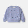 Deer Floral Fleece Long-Sleeve Pullover Sweatshirt - Blue
