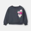 Toddler Girl Floral Fleece Pullover Sweatshirt - Dark Grey