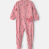 Baby Girl 1-Piece Butterfly 2-Way Zip Fleece Loose Fit Footed Pajama - Pink