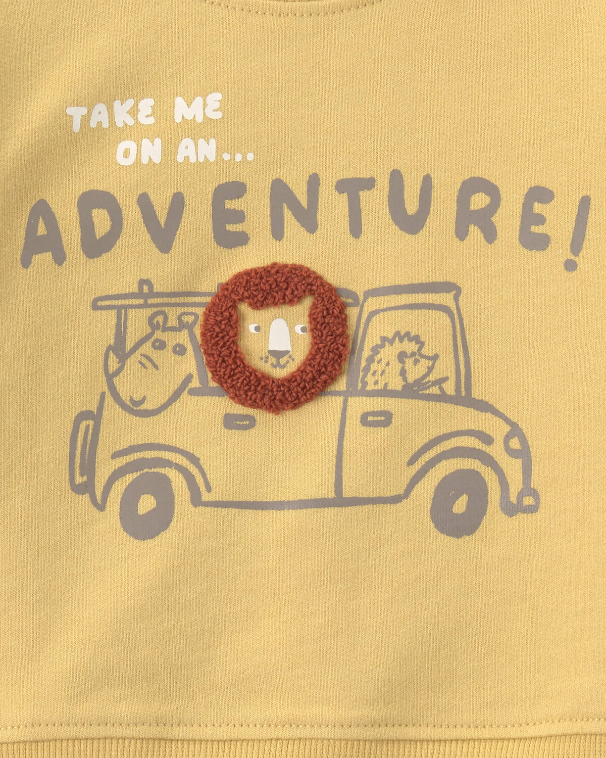 Baby Boy 3-Piece 'Take Me On An Adventure!' Lion French Terry Layering Set - Yellow/Grey 4 Baby Boy 3-Piece 'Take Me On An Adventure!' Lion French Terry Layering Set - Yellow/Grey