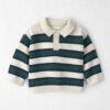 Baby Boy Organic Cotton Sweater Knit Polo in Stripes 12 Baby Boy Organic Cotton Sweater Knit Polo in Stripes