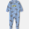 Toddler Boy 1-Piece Racecar Fleece Loose Fit Footed Pajama - Blue/Green