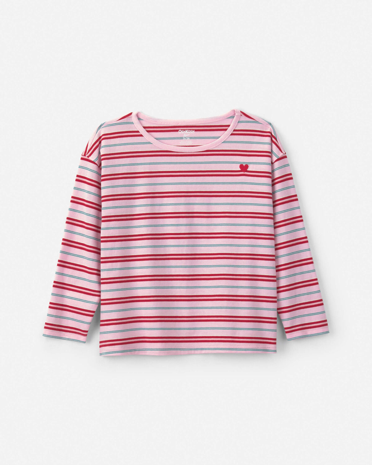 Heart Striped Valentine's Day Long-Sleeve T-Shirt - Red/Pink
