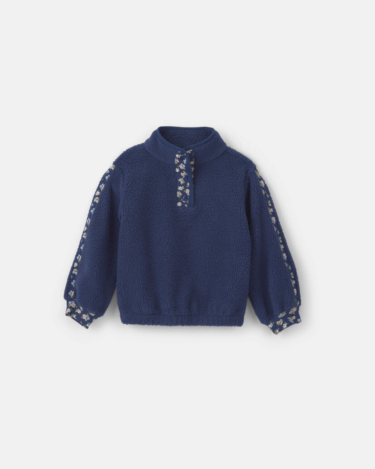 Floral Fleece Pullover - Navy Blue
