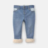 Baby Striped Pull-On Cuffed Jeans- Light Wash