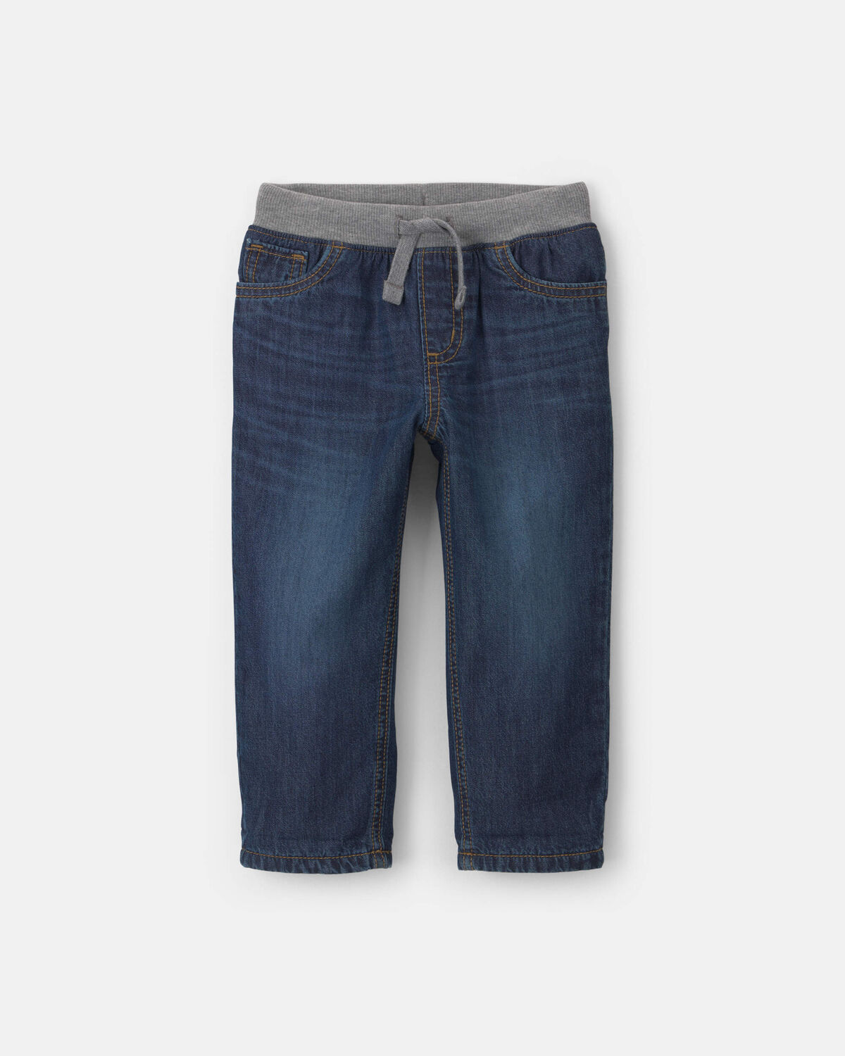 Fleece-Lined Pull-On Jeans - Dark Wash