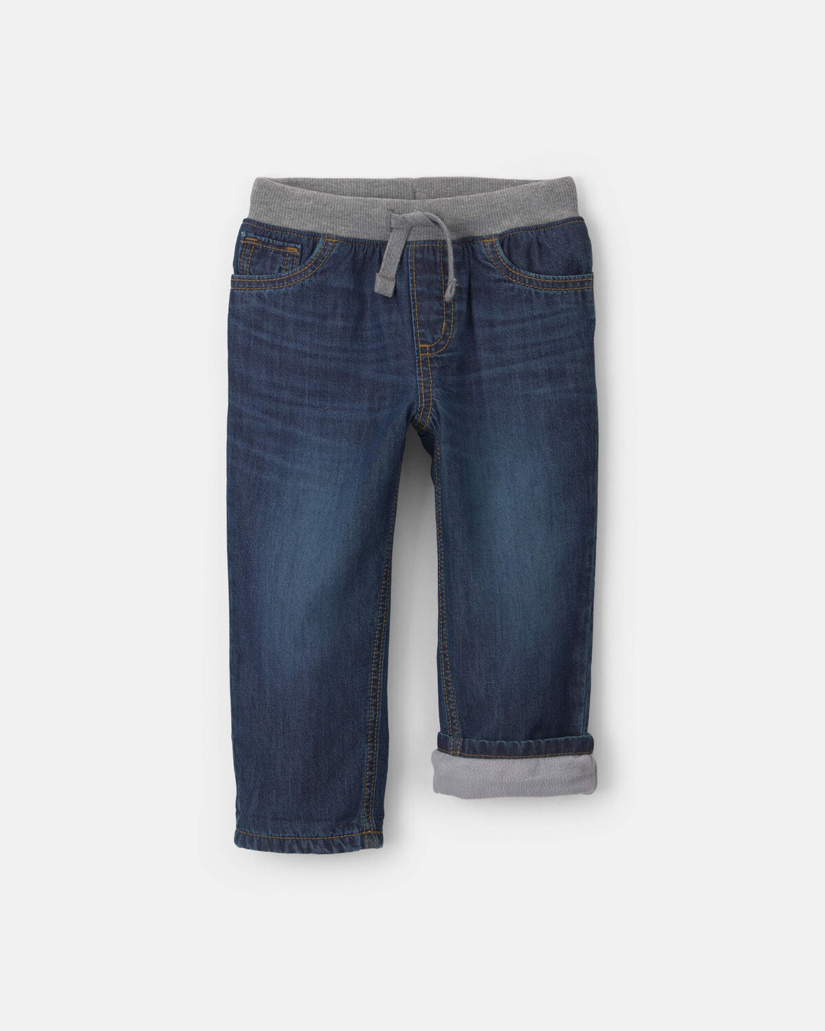Fleece-Lined Pull-On Jeans - Dark Wash