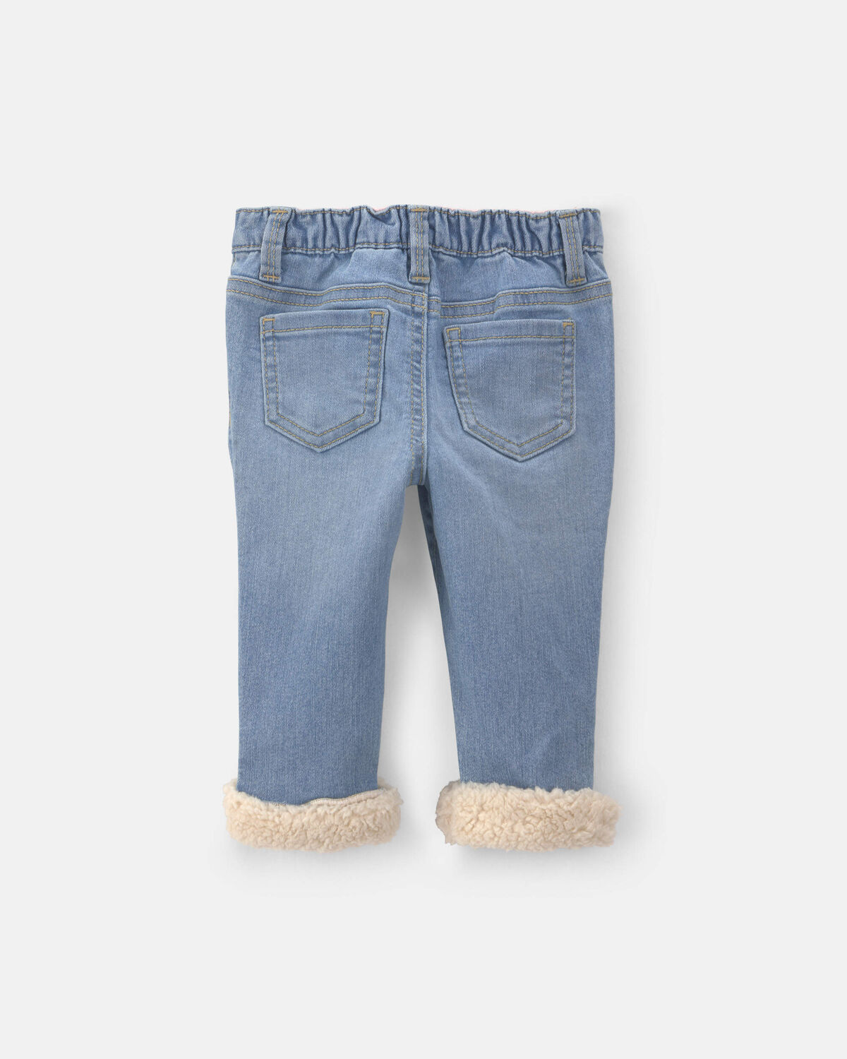 Baby Girl Floral Pull-On Cuffed Jeans - Light Wash 2 Baby Girl Floral Pull-On Cuffed Jeans - Light Wash