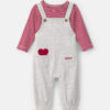 Baby Boy 2-Piece Valentine's Day French Terry Long-Sleeve Overall Set - Red/Grey