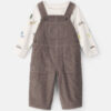 Baby Boy 2-Piece Outdoors Corduroy Long-Sleeve Overall Set - Brown/Cream