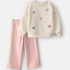 Baby Girl 2-Piece Varsity Fleece Sweatshirt & Pant Set - Cream/Pink