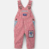 Baby Hickory Stripe Overalls - White/Red