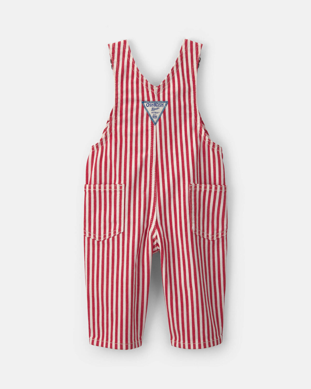 Baby Hickory Stripe Overalls - White/Red