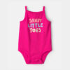 Baby Girl 'Sandy Little Toes' Sleeveless Graphic Bodysuit - Pink
