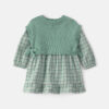 Baby Girl 2-Piece Checkered Flannel Long-Sleeve Dress - Green